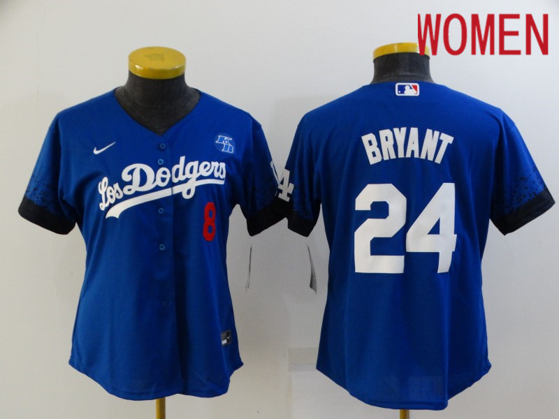 Women Los Angeles Dodgers #24 Bryant Blue City Edition Nike 2021 MLB Jersey->denver broncos->NFL Jersey